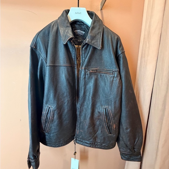 FRIZMWORKS. Washed Brown Leather Jacket